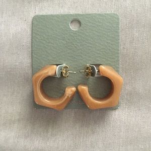 Peach Geometric Hoop Earrings